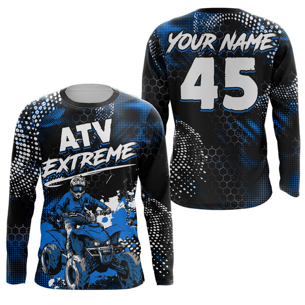 Maxcorners Blue ATV Motocross Jersey Kid Men Women UPF30+ Custom Quad Bike Shirt Off-Road PDT843 MT2809