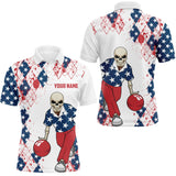 Maxcorners Skull American Bowling Customized Name 3D Shirt