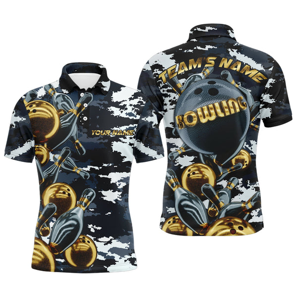 Maxcorners Camo Navy Bowling Team Customized Name And Team Name 3D Shirt