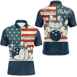 Maxcorners Navy American Bowling Customized Name And Team Name 3D Shirt