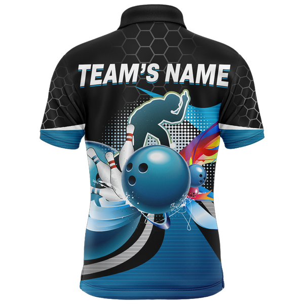 Maxcorners Blue Bowling League Customized Name And Team Name 3D Shirt