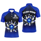 Maxcorners Custom Bowling Polo Shirts For Men And Women Blue Bowling Team Jerseys Unisex