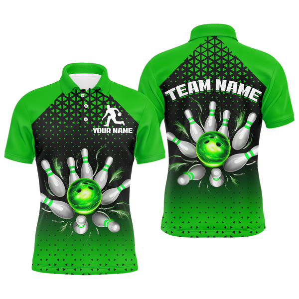 Maxcorners Custom Bowling Polo Shirts For Men And Women Green Bowling Team Jerseys Unisex