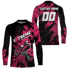 Maxcorners Custom Dirt Bike Jersey Kid Men Women Upf30+ Pink Motocross Racing Shirt Motorcycle MT2709