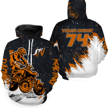 Maxcorners Personalized Quad Bike Hoodie Men Women Orange ATV Motocross Hooded Jersey Off-Road PDT906 MT2809