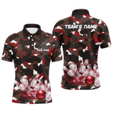 Maxcorners Red Camo Bowling Customized Name And Team Name 3D Shirt