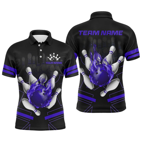 Maxcorners Flame Bowling Multicolor Option Customized Name 3D Shirt