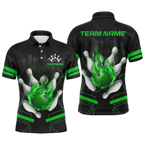 Maxcorners Flame Bowling Multicolor Option Customized Name 3D Shirt