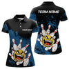 Maxcorners Custom Bowling Shirt Men Funny Bowling Jersey Team League Bowling Polo Shirt | Blue