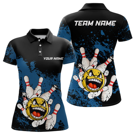 Maxcorners Custom Bowling Shirt Men Funny Bowling Jersey Team League Bowling Polo Shirt | Blue