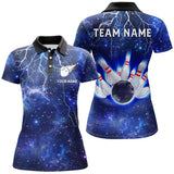 Maxcorners Custom Navy Bowling Polo Shirt For Men Lightning Thunder Bowling Jersey Team League