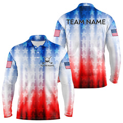 Maxcorners Patriotic Golf Polo Shirt for Men Women Custom Golf Shirts Red and Blue Golf ApparelMT0306