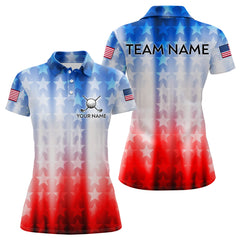 Maxcorners Patriotic Golf Polo Shirt for Men Women Custom Golf Shirts Red and Blue Golf ApparelMT0306