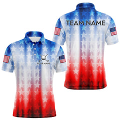 Maxcorners Patriotic Golf Polo Shirt for Men Women Custom Golf Shirts Red and Blue Golf ApparelMT0306