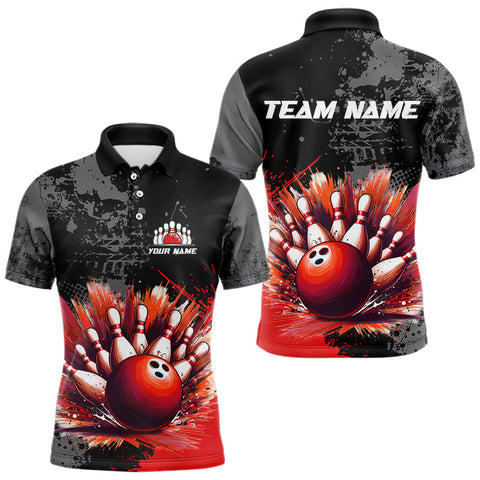 Maxcorners Custom Red Bowling Shirts for Men Women Team Bowling Polo and Quarter Zip for Bowler MT2108
