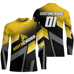 Maxcorners Motocross Racing Dirt Bike Jersey Yellow Upf30+ Motorcycle Shirt For Kid Men Women MT2709