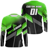 Maxcorners Motocross Racing Dirt Bike Jersey Green Upf30+ Motorcycle Shirt For Kid Men Women MT2709