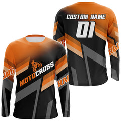 Maxcorners Motocross Racing Dirt Bike Jersey Orange Upf30+ Motorcycle Shirt For Kid Men Women MT2709