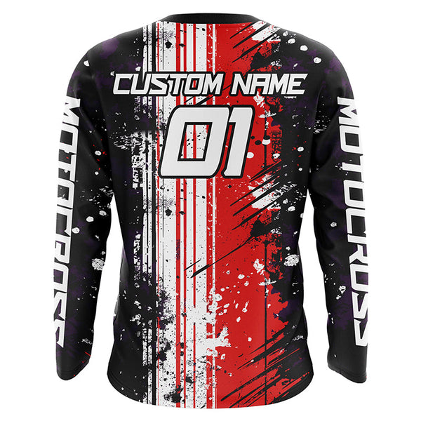 Maxcorners Motocross Racing Jersey Upf30+ Dirt Bike Jersey Motorcycle Off-Road Shirt Red MT2709