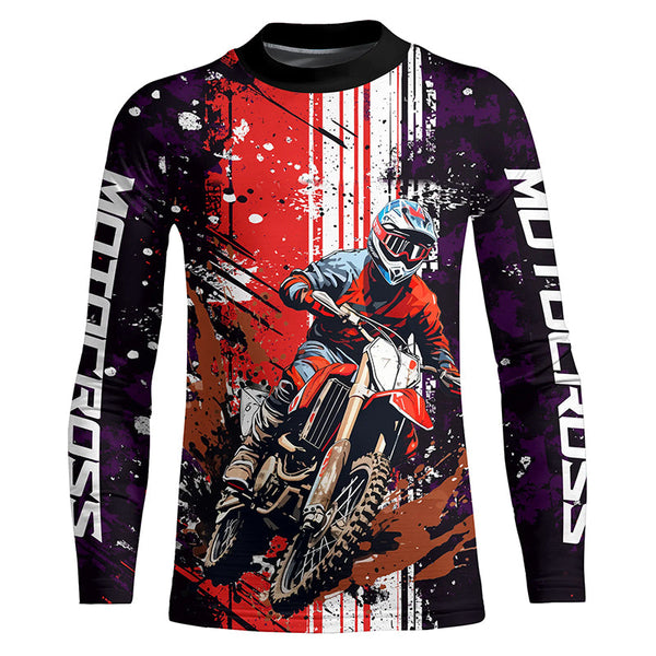Maxcorners Motocross Racing Jersey Upf30+ Dirt Bike Jersey Motorcycle Off-Road Shirt Red MT2709