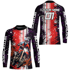 Maxcorners Motocross Racing Jersey Upf30+ Dirt Bike Jersey Motorcycle Off-Road Shirt Red MT2709