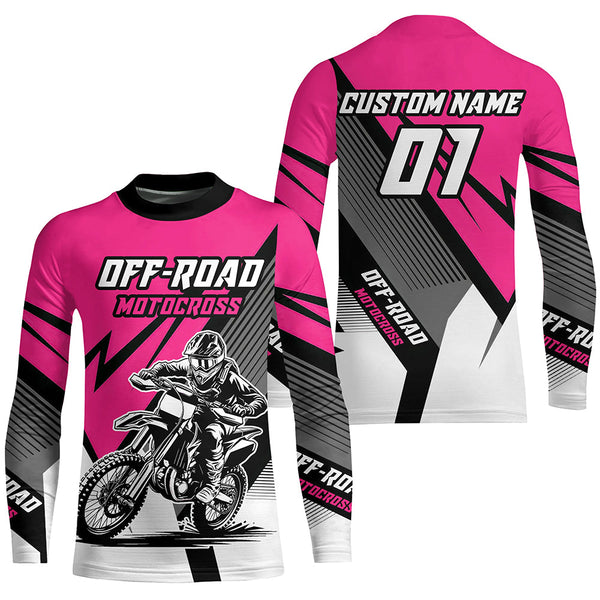 Maxcorners Pink Motocross Racing Off-road Jersey For Men Kid Dirt Bike Riding Shirt Women MT2709