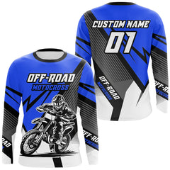 Maxcorners Blue Motocross Racing Off-road Jersey For Men Kid Dirt Bike Riding Shirt Women MT2709