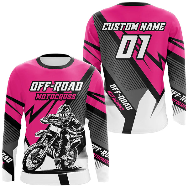 Maxcorners Pink Motocross Racing Off-road Jersey For Men Kid Dirt Bike Riding Shirt Women MT2709