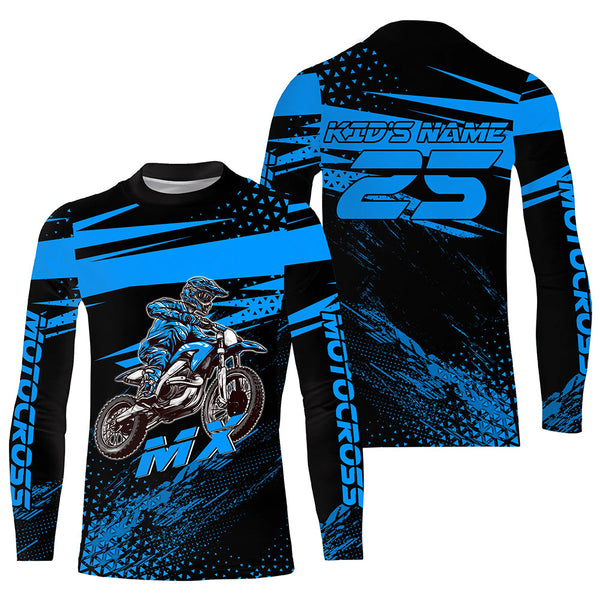 Maxcorners Blue Motocross Racing Jersey Upf30+ Dirt Bike Shirt Motorcycle Off-Road MX Jersey MT2709