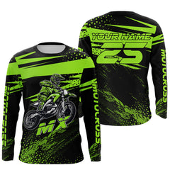 Maxcorners Green Motocross Racing Jersey Upf30+ Dirt Bike Shirt Motorcycle Off-Road MX Jersey MT2709