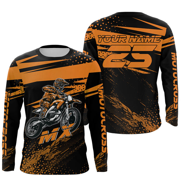 Maxcorners Orange Motocross Racing Jersey Upf30+ Dirt Bike Shirt Motorcycle Off-Road MX Jersey MT2709