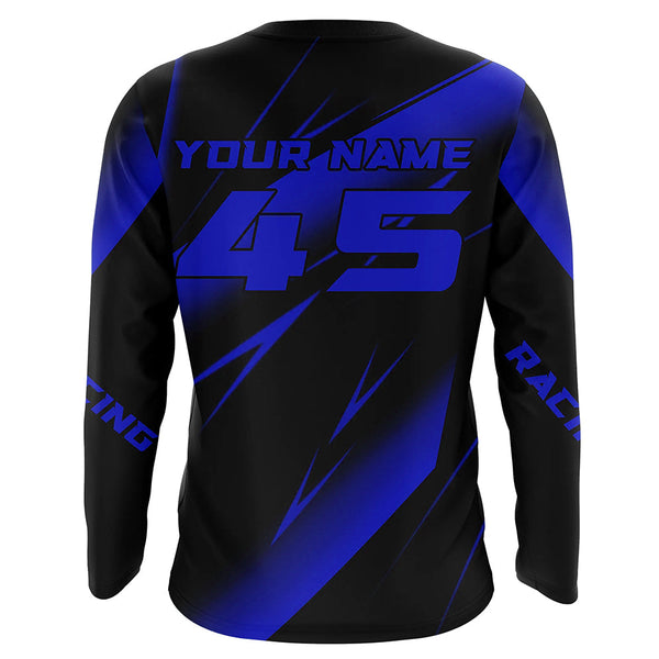 Maxcorners Motocross Racing Jersey Blue Upf30+ Dirt Bike Shirt Motorcycle Off-Road Jersey MT2709