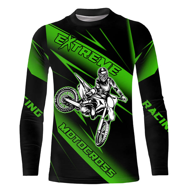 Maxcorners Motocross Racing Jersey Green Upf30+ Dirt Bike Shirt Motorcycle Off-Road Jersey MT2709