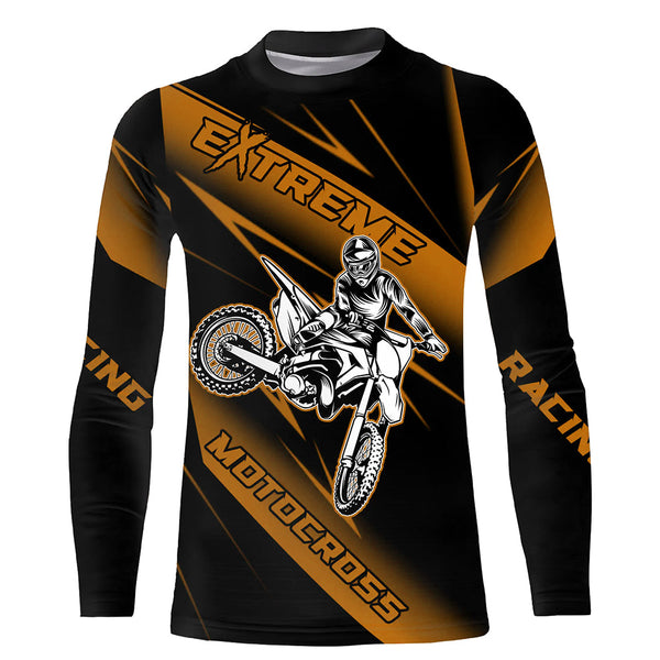 Maxcorners Motocross Racing Jersey Orange Upf30+ Dirt Bike Shirt Motorcycle Off-Road Jersey MT2709