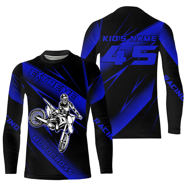 Maxcorners Motocross Racing Jersey Blue Upf30+ Dirt Bike Shirt Motorcycle Off-Road Jersey MT2709
