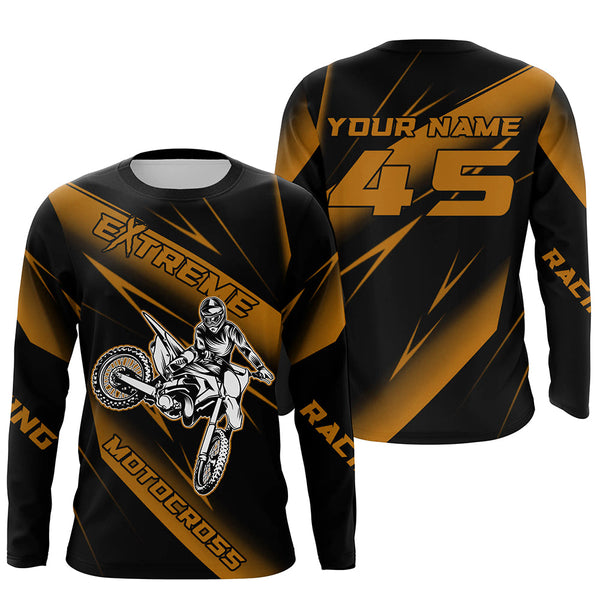 Maxcorners Motocross Racing Jersey Orange Upf30+ Dirt Bike Shirt Motorcycle Off-Road Jersey MT2709