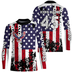 Maxcorners Motocross Jersey Custom Dirt Bike US Flag Motorcycle Racing Shirt Kid Men Women MT2709