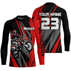 Maxcorners Motocross Jersey Red Dirt Bike Custom Motorcycle Racing Shirt For Kid Men Women MT2709