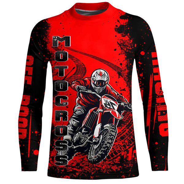 Maxcorners Red Motocross Jersey Custom Dirt Bike Shirt Upf30+ Kid Men Women Off-road Racing Shirt MT2709