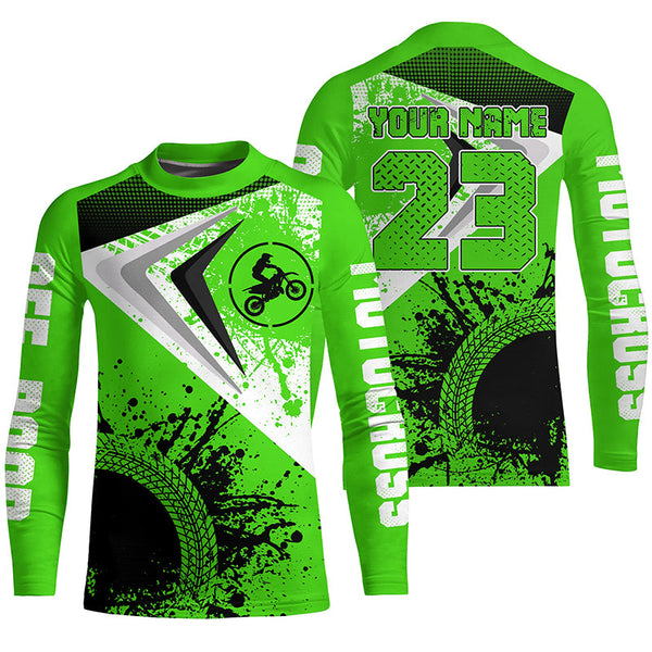 Maxcorners Motocross Jersey Green Custom Dirt Bike Shirt For Kid Men Women Off-road Racing Shirt MT2709