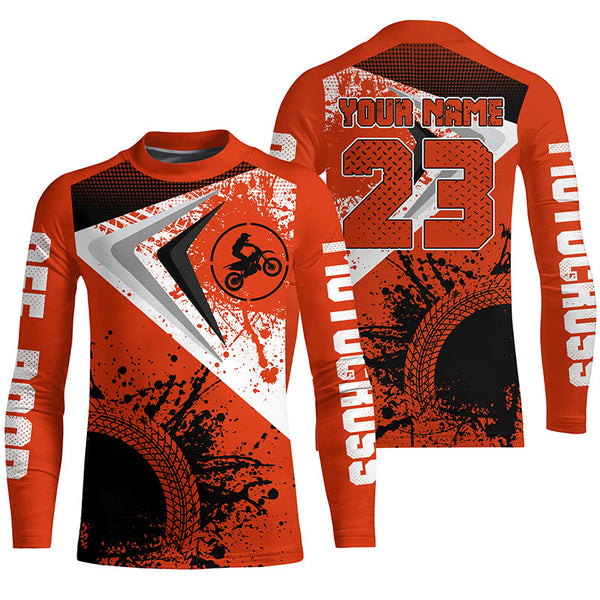 Maxcorners Motocross Jersey Orange Custom Dirt Bike Shirt For Kid Men Women Off-road Racing Shirt MT2709