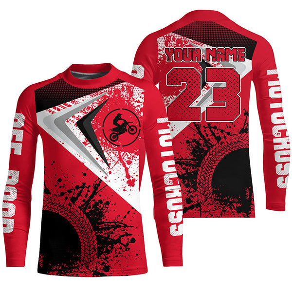 Maxcorners Motocross Jersey Red Custom Dirt Bike Shirt For Kid Men Women Off-road Racing Shirt MT2709