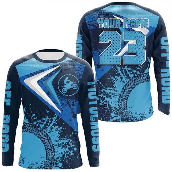 Maxcorners Motocross Jersey Blue Custom Dirt Bike Shirt For Kid Men Women Off-road Racing Shirt MT2709