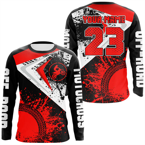 Maxcorners Motocross Jersey Red Black Custom Dirt Bike Shirt For Kid Men Women Off-road Racing Shirt MT2709