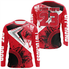 Maxcorners Motocross Jersey Red Custom Dirt Bike Shirt For Kid Men Women Off-road Racing Shirt MT2709