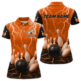 Maxcorners Orange Thunder Lightning & Lava Bowling Shirt for Men Women Team Bowling Jersey