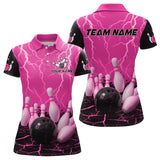 Maxcorners Pink Thunder Lightning & Lava Bowling Shirt for Men Women Team Bowling Jersey