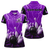 Maxcorners Purple Thunder Lightning & Lava Bowling Shirt for Men Women Team Bowling Jersey