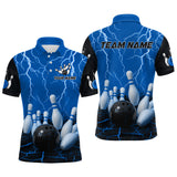 Maxcorners Blue Thunder Lightning & Lava Bowling Shirt for Men Women Team Bowling Jersey