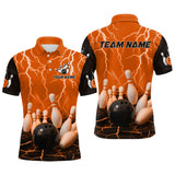Maxcorners Orange Thunder Lightning & Lava Bowling Shirt for Men Women Team Bowling Jersey